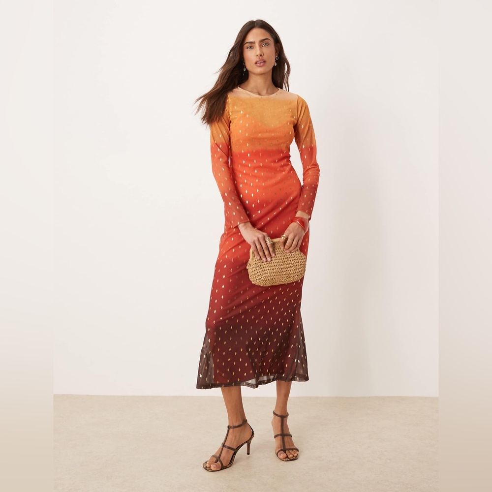 Never Fully Dressed Sunset Ombre Mesh Midaxi Dress